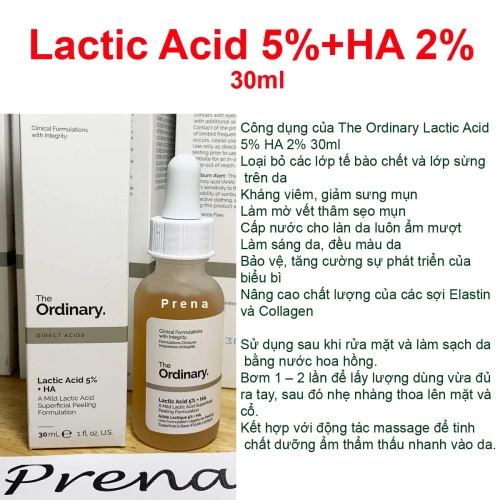 Tinh chất tẩy tế bào chết & cấp nước The Ordinary Lactic Acid 5% + HA 2% 30ml