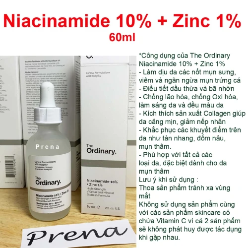 Tinh chất trị mụn và giảm thâm The Ordinary Niacinamide 10% + Zinc 1% 60ml