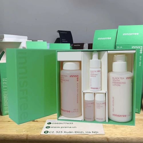 Hinh ảnh SET TONER SỮA DƯỠNG TRÀ ĐEN INNISFREE BLACK TEA CHỐNG LÃO HÓA