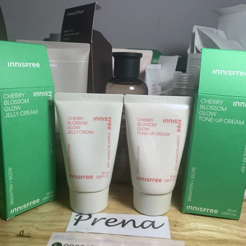 Hình ảnh Set kem dưỡng cherry hoa anh đào Innisfree Jeju Cherry Blossom: Kem ngày tone up và kem đêm Jelly