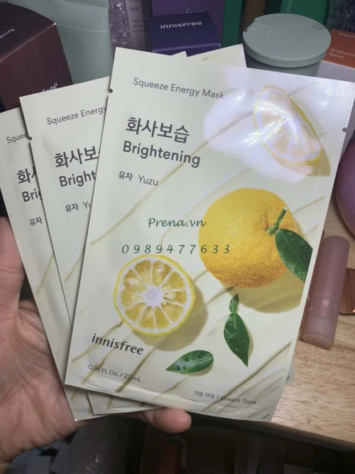 Combo 10 miếng mặt nạ giấy quýt Innisfree Brightening Mask