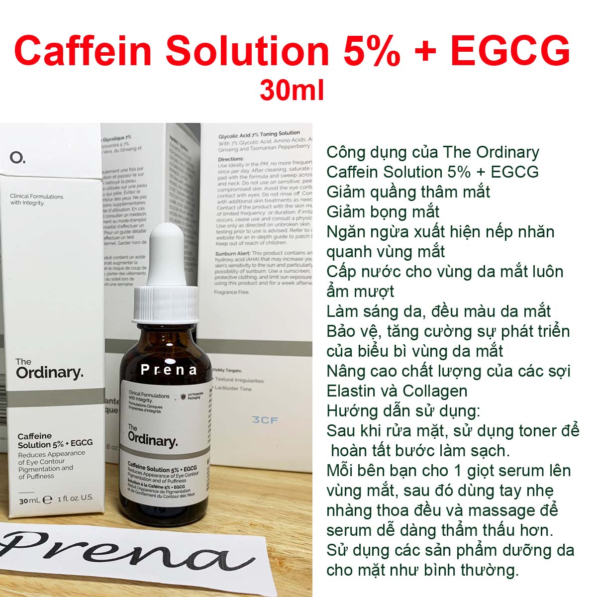 Serum The Ordinary Caffein Solution 5% + EGCG 30ml giảm quầng thâm và bọng mắt