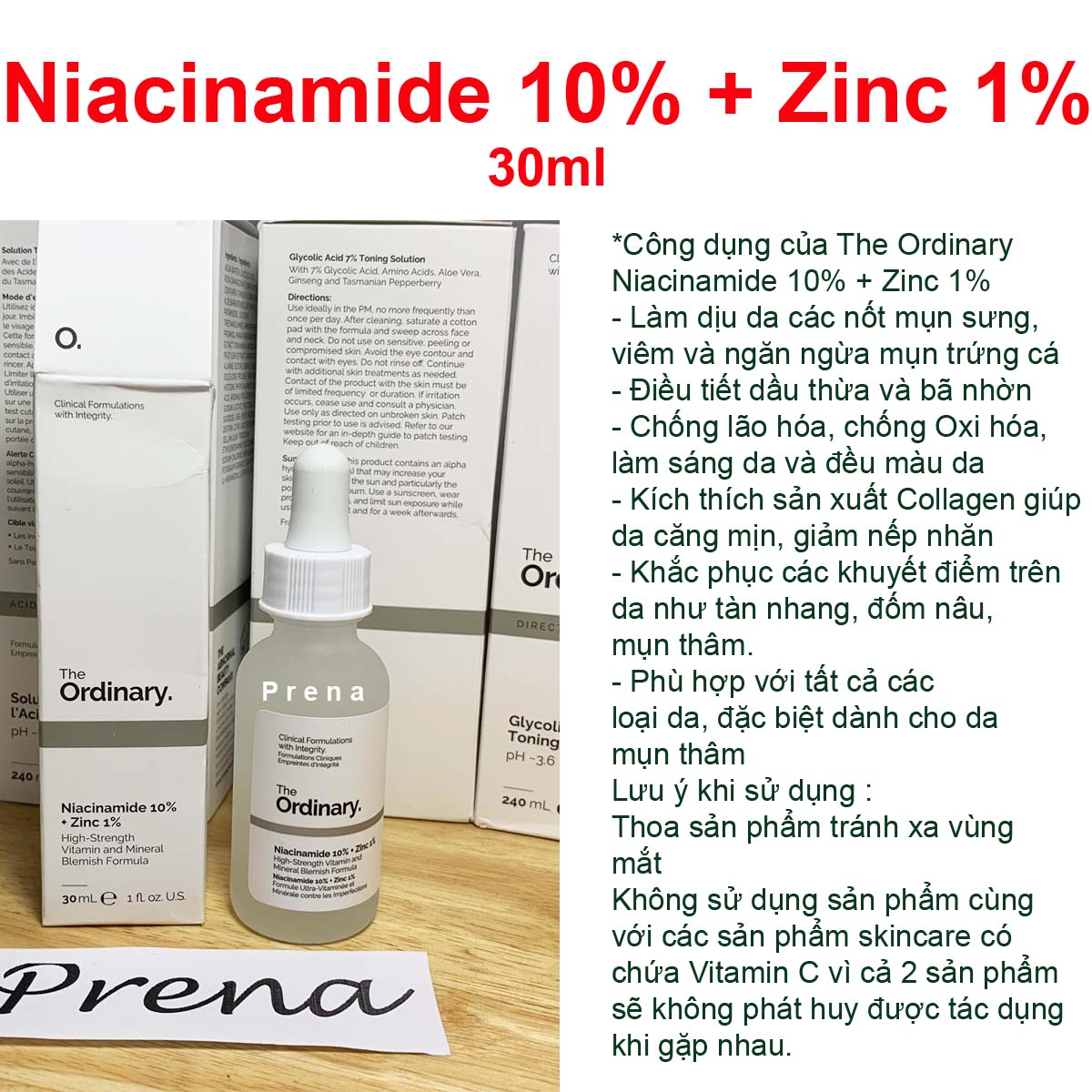 Hình ảnh Serum The Ordinary Niacinamide 10% + Zinc 1% 30ml trị mụn và giảm thâm