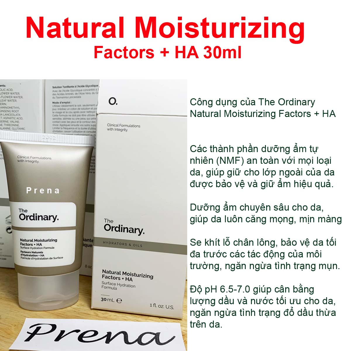 Kem dưỡng ẩm The Ordinary Natural Moisturizing Factor + HA 30ml