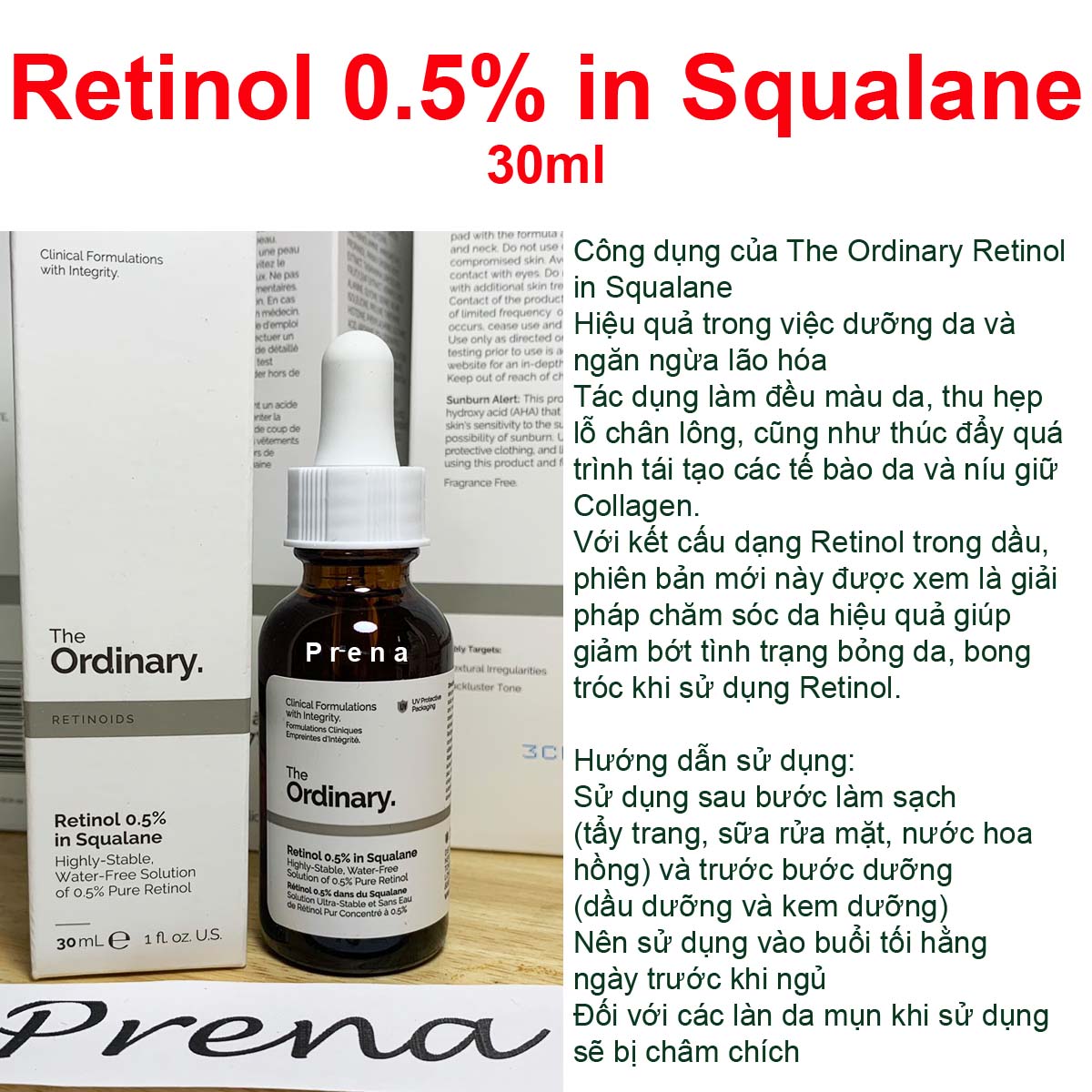 Tinh chất chống lão hóa The Ordinary Retinol 0.5% 30ml