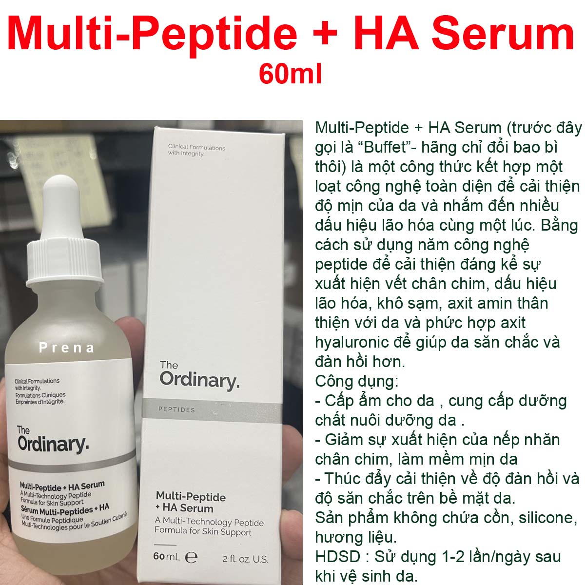 Tinh chất chống lão hoá The Ordinary Multi-Peptide + HA Serum 60ml